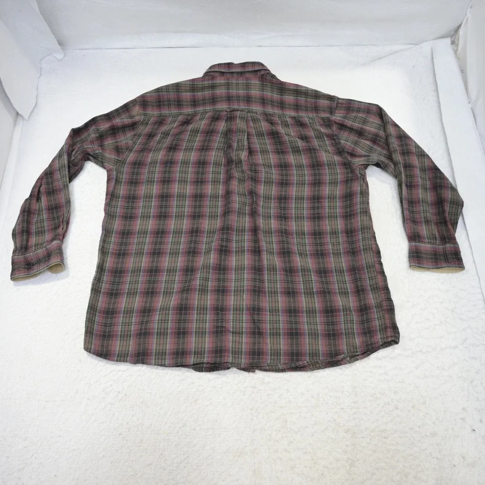 Orvis Button Up Flannel Shirt Mens XL Red Plaid Long Sleeve Heavy Cotton